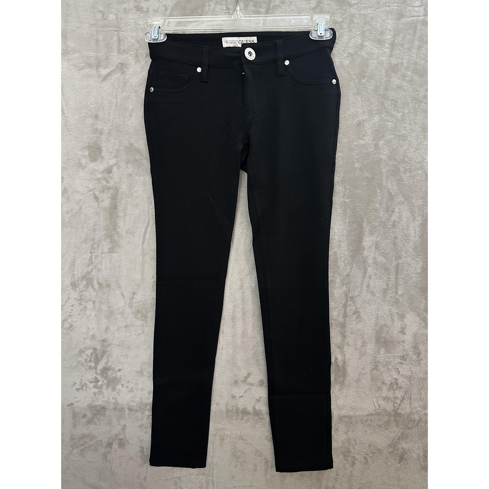 Guess Skinny Pants Womens XS Black Stretch Denim 32 Classic 5 Pocket Jeans Logo